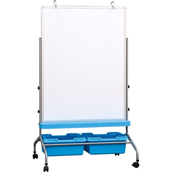 Magnetisches Whiteboard, mobil, 75 x 100 cm - blaue Behälter