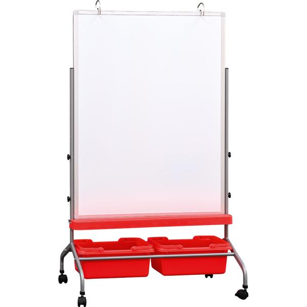 Magnetisches Whiteboard, mobil, 75 x 100 cm - rote Behälter