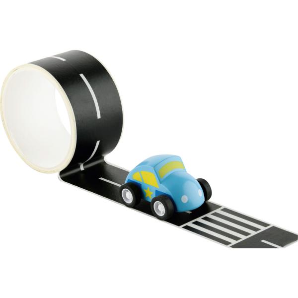 Fahrbahn-Aufkleber mit Holz-Auto