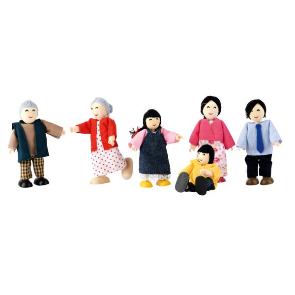 Holzpuppen - Grossfamilie aus Asien