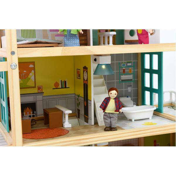 Puppenhaus mit Puppen und Ausstattung