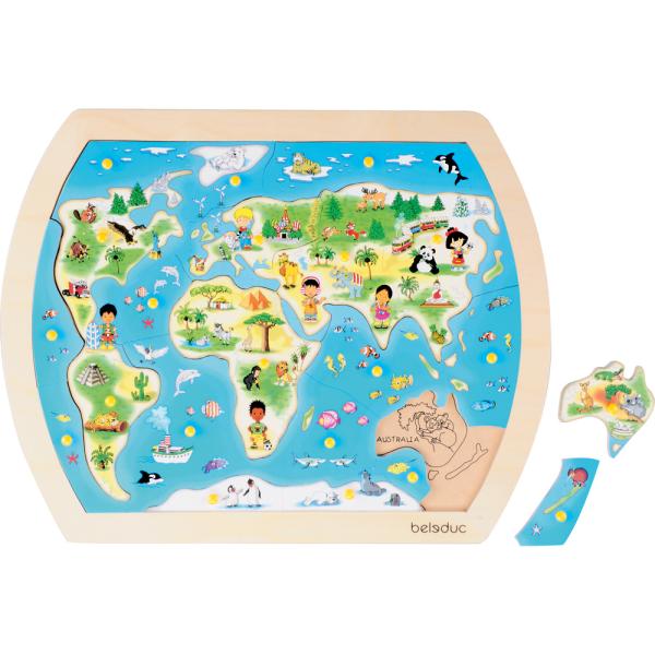 Holz-Einlege-Puzzle - Weltkarte