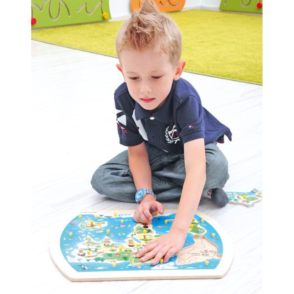 Holz-Einlege-Puzzle - Weltkarte