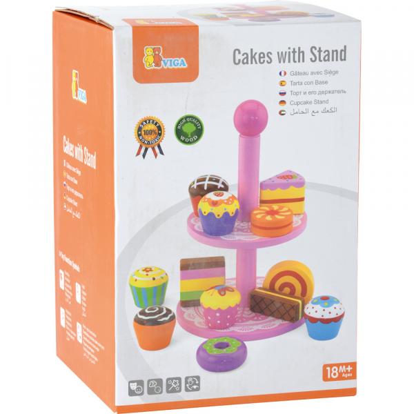 Etagere mit Süssgebäck, aus Holz