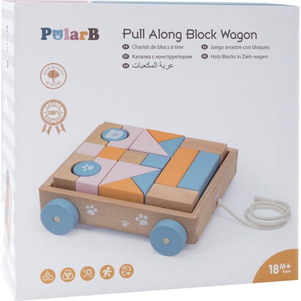 Holzanhänger mit Bausteinen