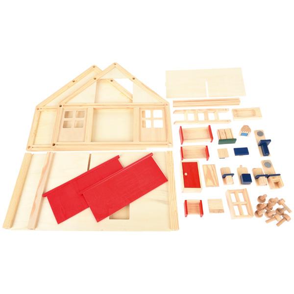 Holzhaus mit Möbeln