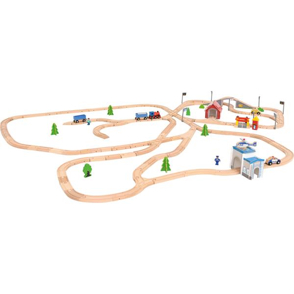 Holzeisenbahn, Doppelbahn, Grundset G, 144 Elemente