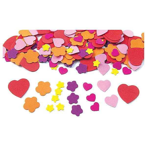 Moosgummi-Stanzteile - Blumen, Herzen, Sterne