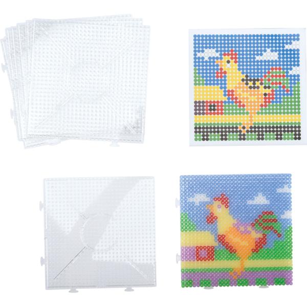 Steckplattenset für Bügelperlen NABBI® MINI, Quadrate, 10 Stck.