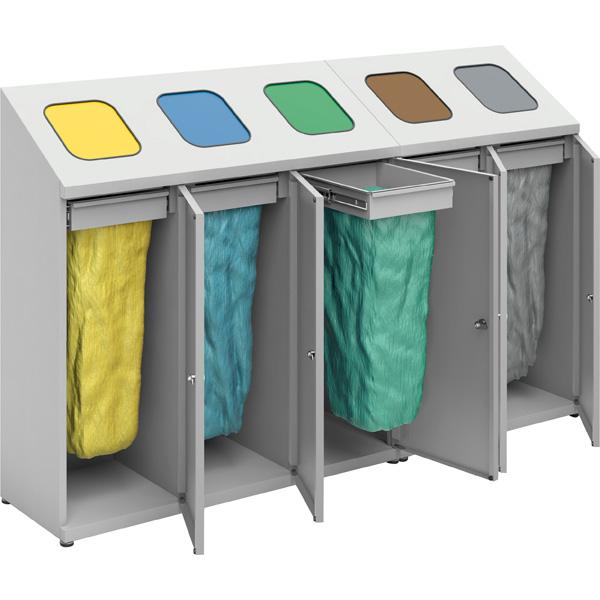 Mülltrenner aus Metall, 5 Kammer