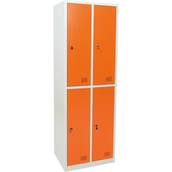 Metallspind, H 180 cm, mit 4 Fächern, Zusatzablage, orange