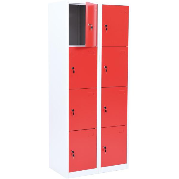 Metallspind, H 180 cm, mit 8 Fächern, rot