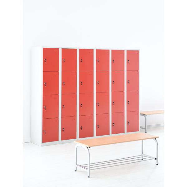 Metallspind, H 180 cm, mit 8 Fächern, rot