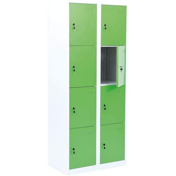 Metallspind, H 180 cm, mit 8 Fächern, hellgrün