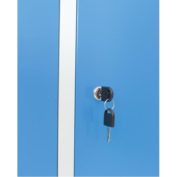 Metallspind, H 180 cm, mit 6 Fächern, blau