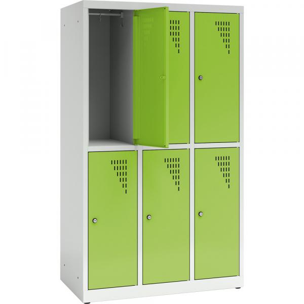 Metallspind, H 150 cm, mit 6 Fächern, Zusatzablage, hellgrün