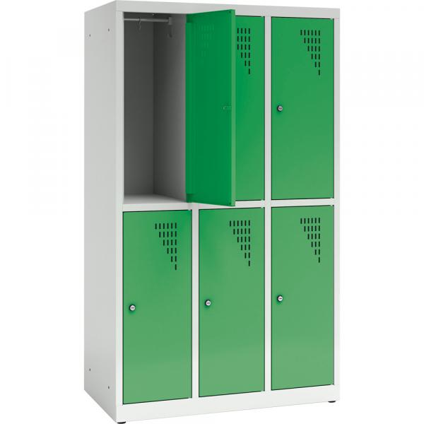 Metallspind, H 150 cm, mit 6 Fächern, Zusatzablage, dunkelgrün