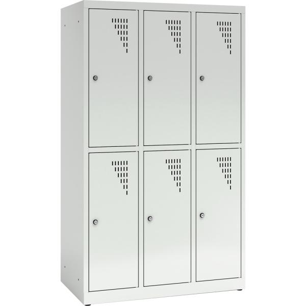 Metallspind, H 150 cm, mit 6 Fächern, Zusatzablage, grau