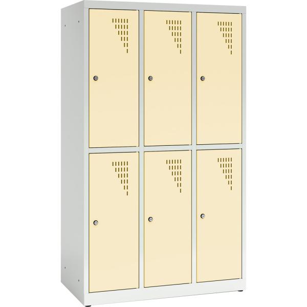 Metallspind, H 150 cm, mit 6 Fächern, Zusatzablage, beige