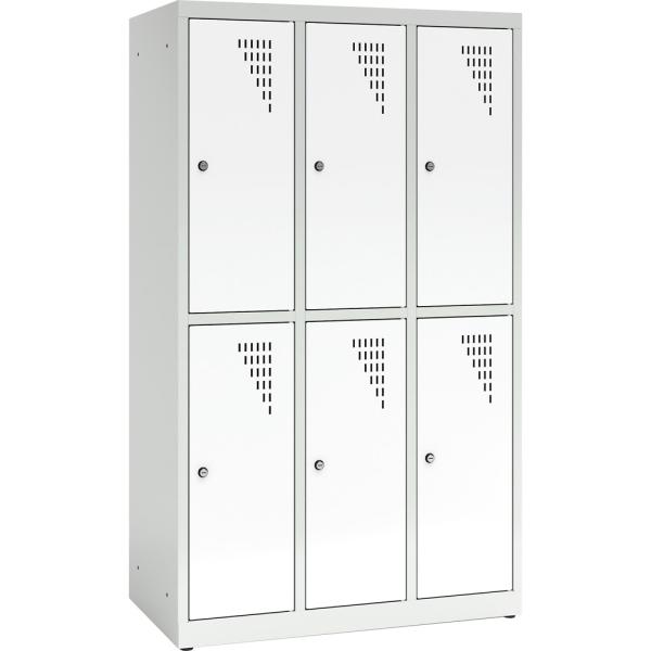 Metallspind, H 150 cm, mit 6 Fächern, Zusatzablage, weiss