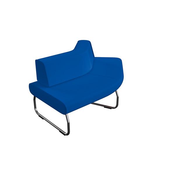Modul Flow, Sitzbank gebogen, 45°, mit Lehne innen, blau