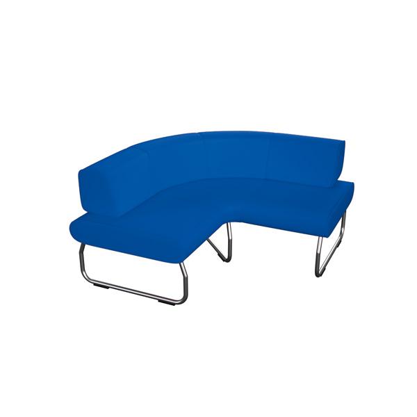 Modul Flow, Sitzbank gebogen, 90°, mit Lehne aussen, blau