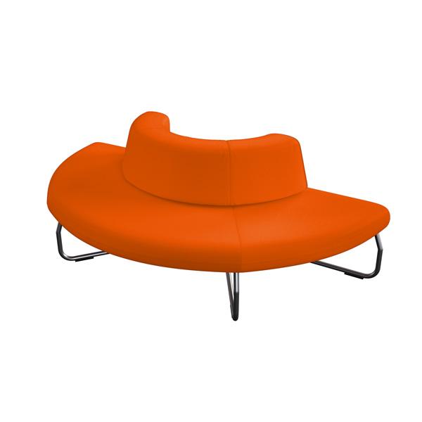 Modul Flow, Sitzbank gebogen, 180°, mit Lehne innen, orange