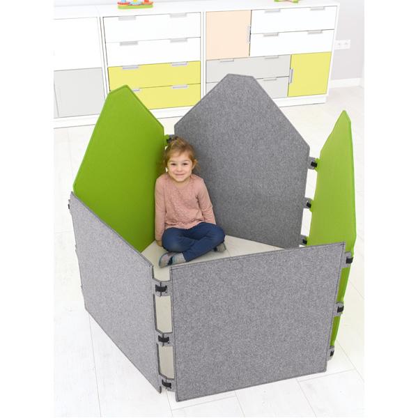 Wandschirm aus Filz, Haus, grau, 70 x 90