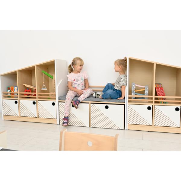 FLO Sitzbank mit Rollbehältern, weiss