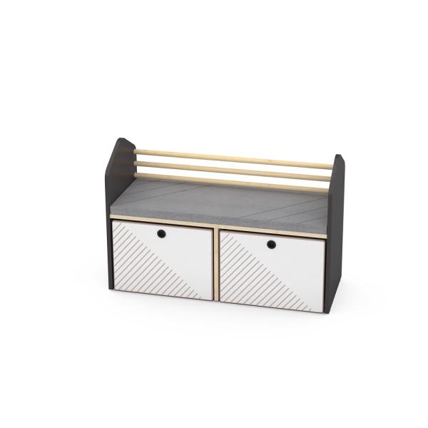 FLO Sitzbank mit Rollbehältern, anthrazit