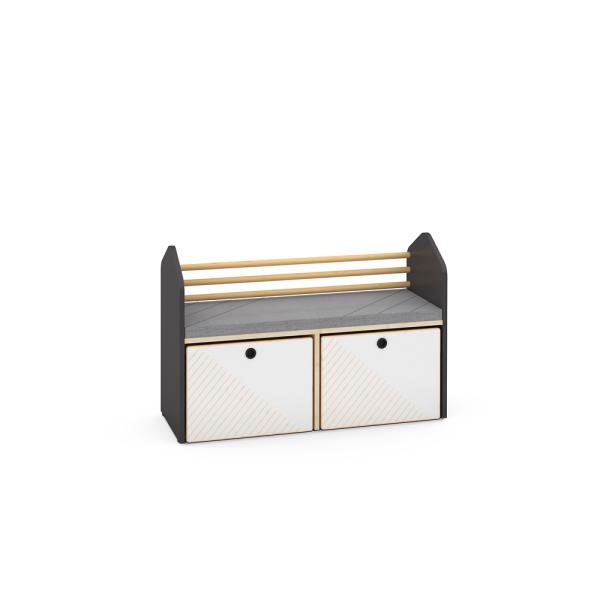 FLO Sitzbank mit Rollbehältern, anthrazit