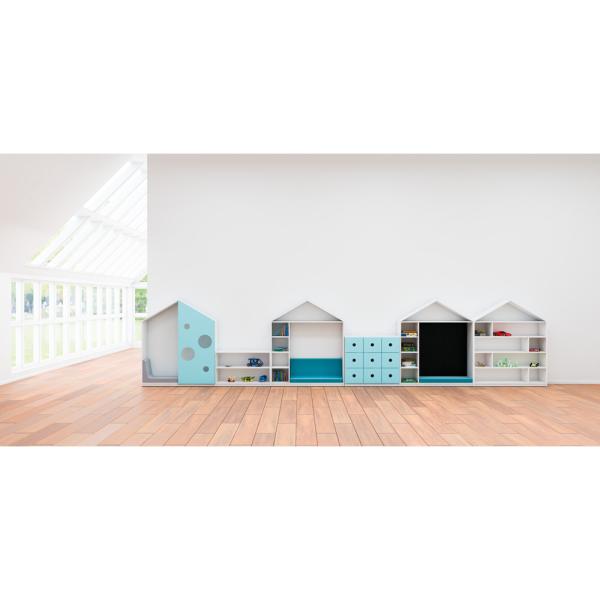 Feria Seifenblasen-Haus, weiss, Front hellblau