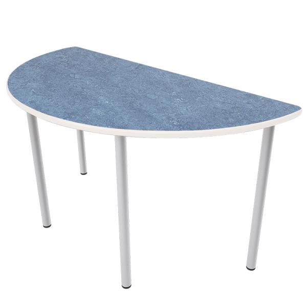 Flüstertisch PLUS 6, halbrund, Diagonale 140 cm, Tischhöhe 76 cm - blau