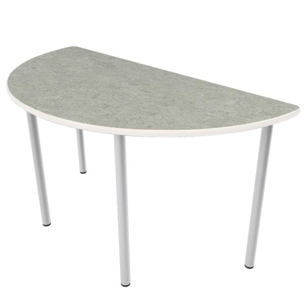 Flüstertisch PLUS 3, halbrund, Diagonale 160 cm, Tischhöhe 59 cm - grau