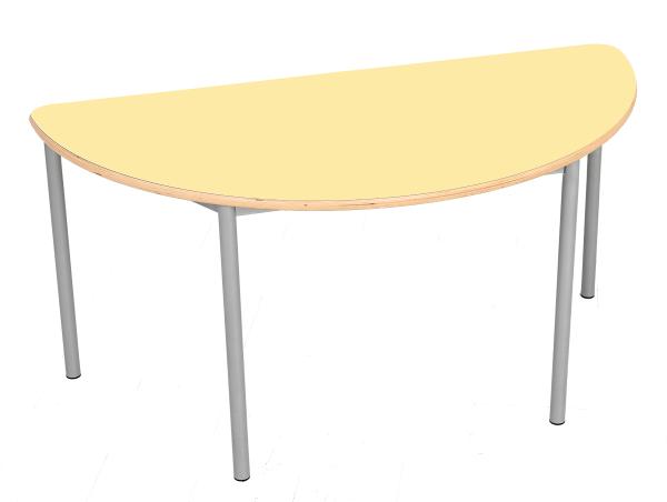 MILA Tisch 2 HPL, halbrund, Diagonale 140, Tischhöhe 52 cm - HPL gelb