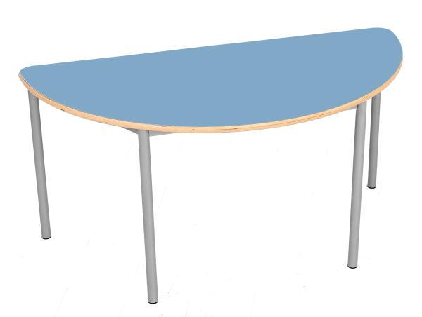 MILA Tisch 3 HPL, halbrund, Diagonale 140, Tischhöhe 58 cm - HPL hellblau