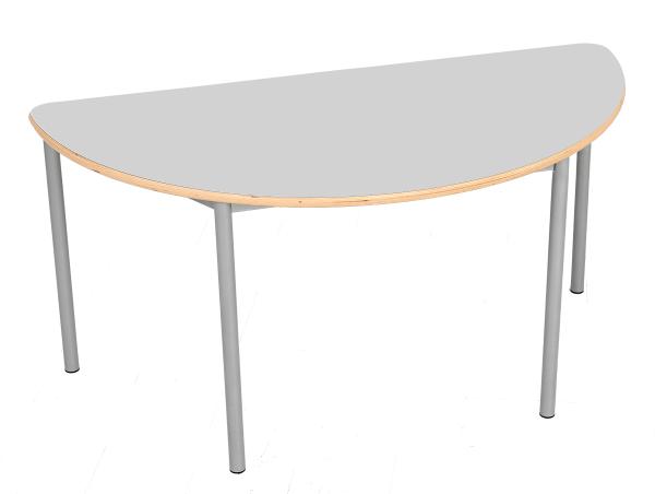 MILA Tisch 3 HPL, halbrund, Diagonale 160, Tischhöhe 58 cm - HPL grau