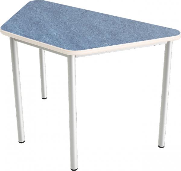 Flüstertisch 2, trapezförmig, Seite 120 cm, Tischhöhe 53 cm - blau