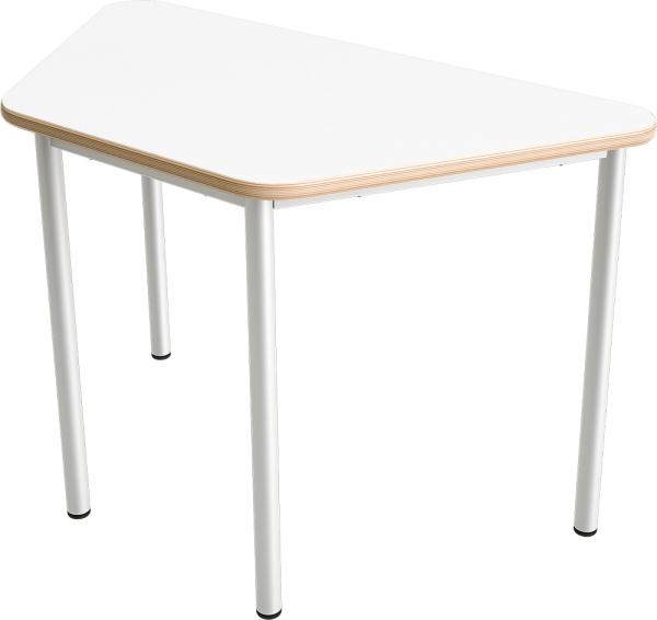 MILA Tisch 3 HPL, trapezförmig, Seite 120 cm, Tischhöhe 58 cm - HPL weiss