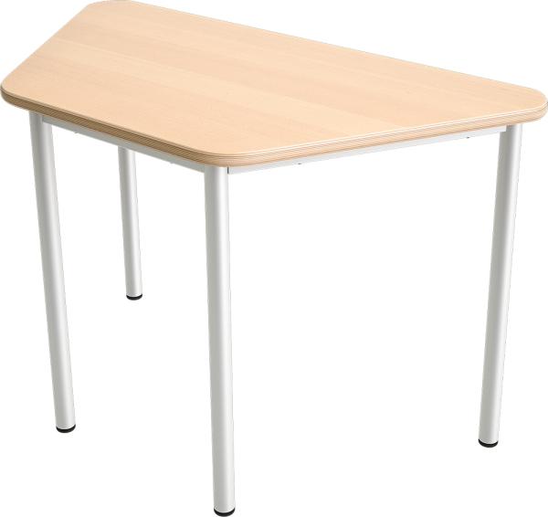 MILA Tisch 3 HPL, trapezförmig, Seite 120 cm, Tischhöhe 58 cm - HPL Buche