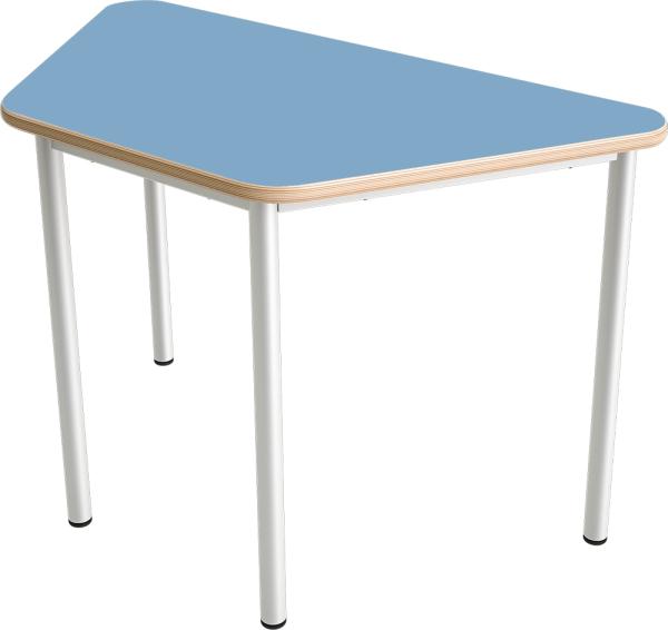 MILA Tisch 3 HPL, trapezförmig, Seite 120 cm, Tischhöhe 58 cm - HPL hellblau