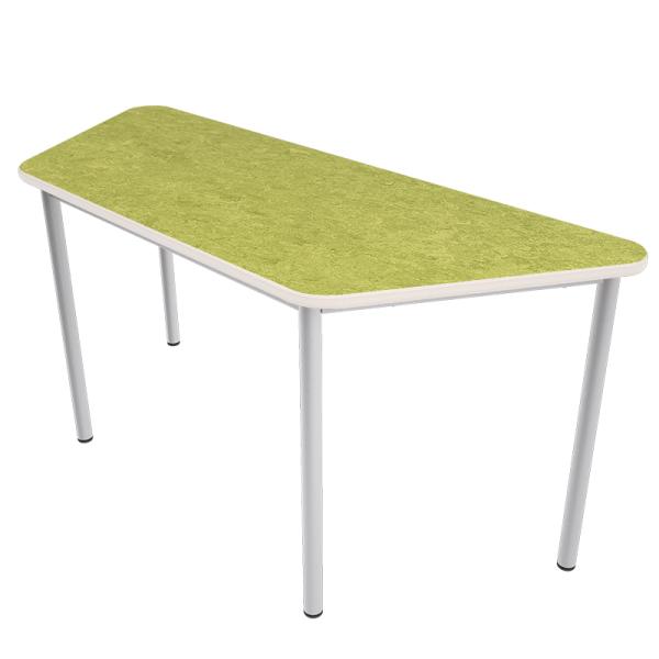 Flüstertisch 6, trapezförmig, Seite 140 cm, Tischhöhe 76 cm - grün
