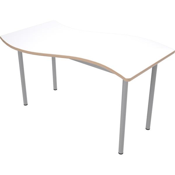 MILA Tisch 3 HPL, wellenförmig gross, Tischhöhe 58 cm - HPL weiss