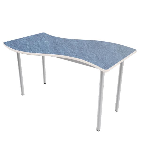 Flüstertisch PLUS 2, wellenförmig gross, Tischhöhe 53 cm - blau
