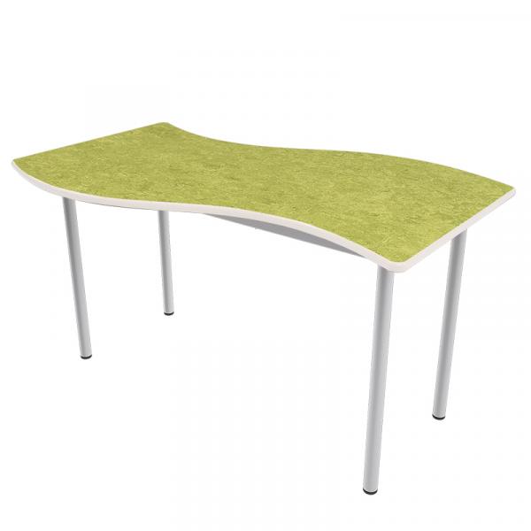 Flüstertisch PLUS 6, wellenförmig gross, Tischhöhe 76 cm - grün