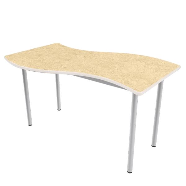 Flüstertisch PLUS 3, wellenförmig gross, Tischhöhe 59 cm - beige