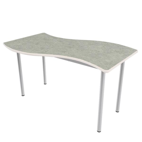 Flüstertisch PLUS 4, wellenförmig gross, Tischhöhe 64 cm - grau