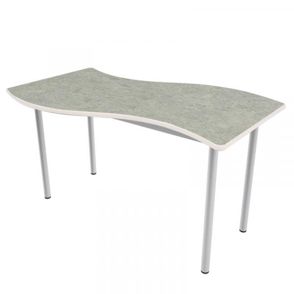 Flüstertisch PLUS 6, wellenförmig gross, Tischhöhe 76 cm - grau