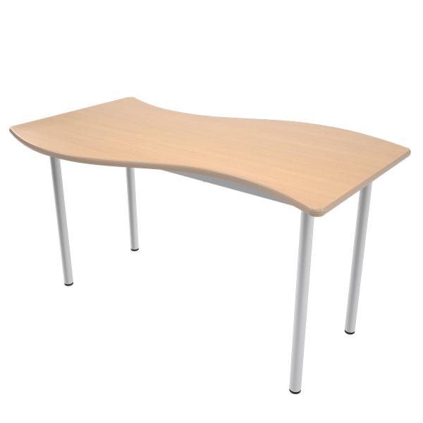 MILA Tisch 6 HPL, wellenförmig gross, Tischhöhe 76 cm - HPL Buche