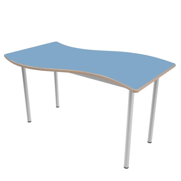 MILA Tisch 3 HPL, wellenförmig gross, Tischhöhe 58 cm - HPL hellblau